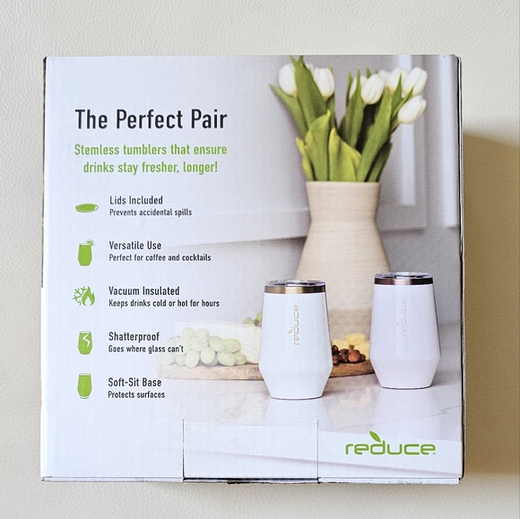 *Reduce 2pk 12oz Wine Tumbler - White/Cotton (Pink) - Picture 2 of 6